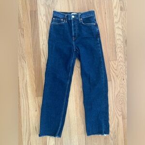 Re/Done jeans 24 - straight leg, dark wash, raw hem